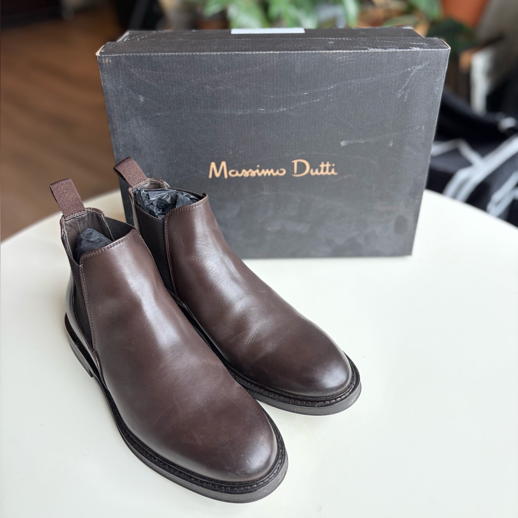 Massimo Dutti Brown Leather Men’s Chelsea Boots Size 7